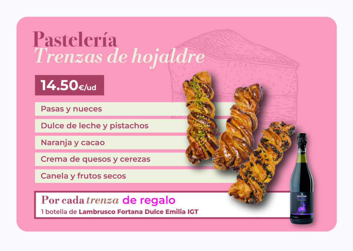 Trenza de hojaldre Crema de Queso y Cerezas - Imagen 1